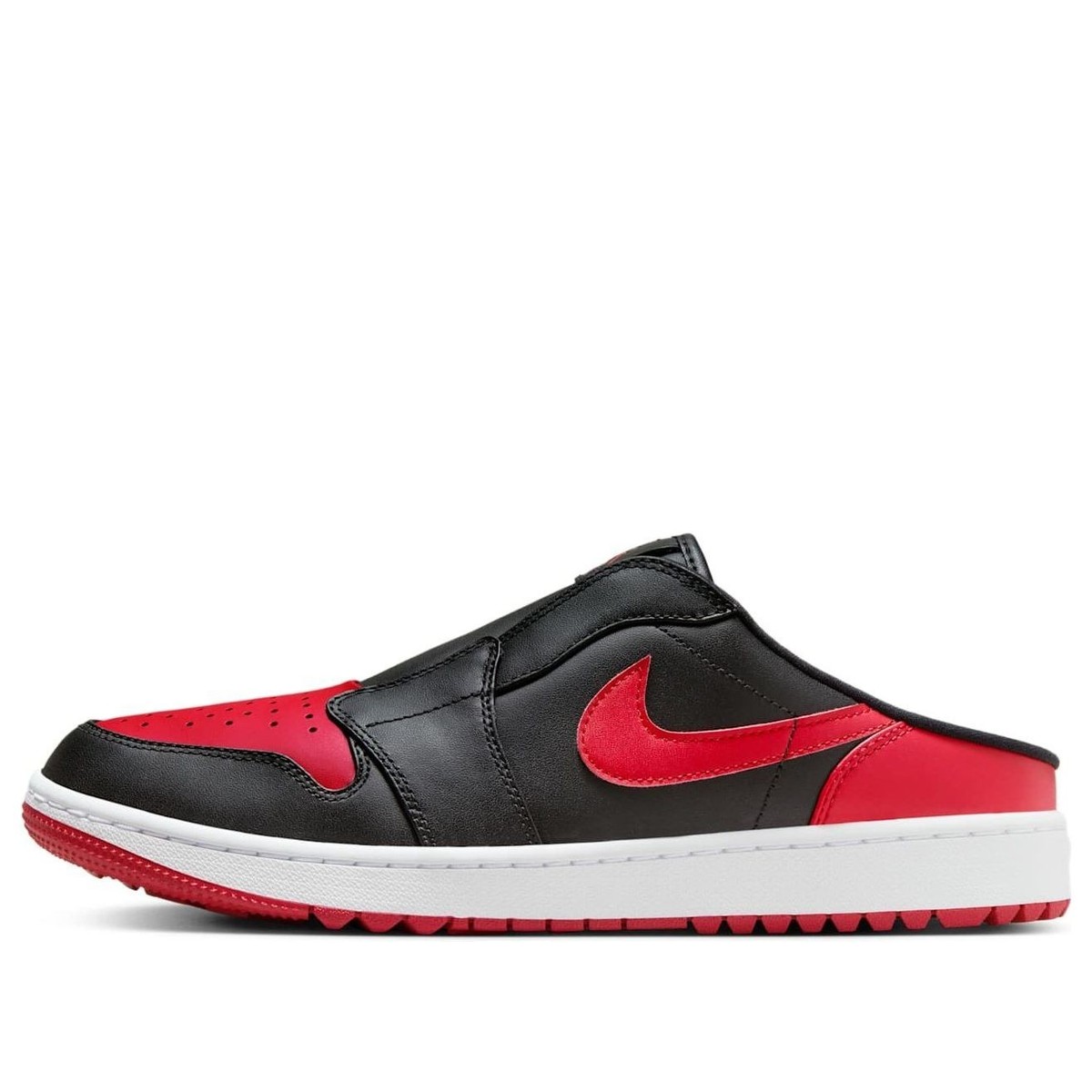 USED Men's Size 10 Nike Air Jordan 1 Mule Golf Bred Black Red