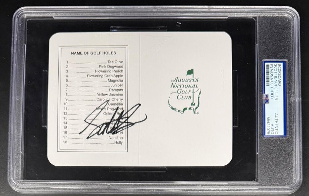 Scottie Scheffler Masters Scorecard Encapsulated Signed Autograph PSA/DNA COA C view 4