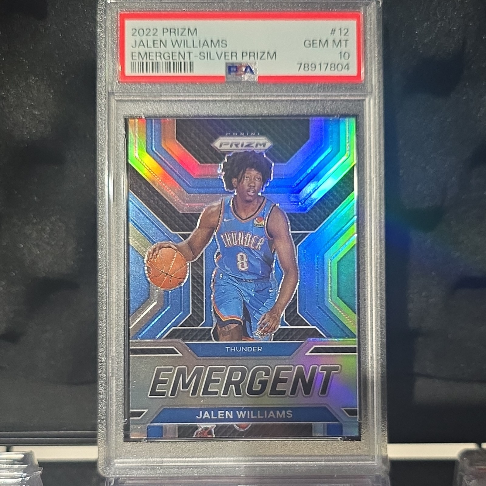 Panini Prizm 2022-23 Jalen Williams #12 Emergent Silver Prizm Rookie PSA 10