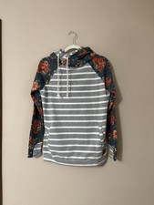 Ampersand Avenue DoubleHood Meadow Floral Striped Hoodie NWT Medium