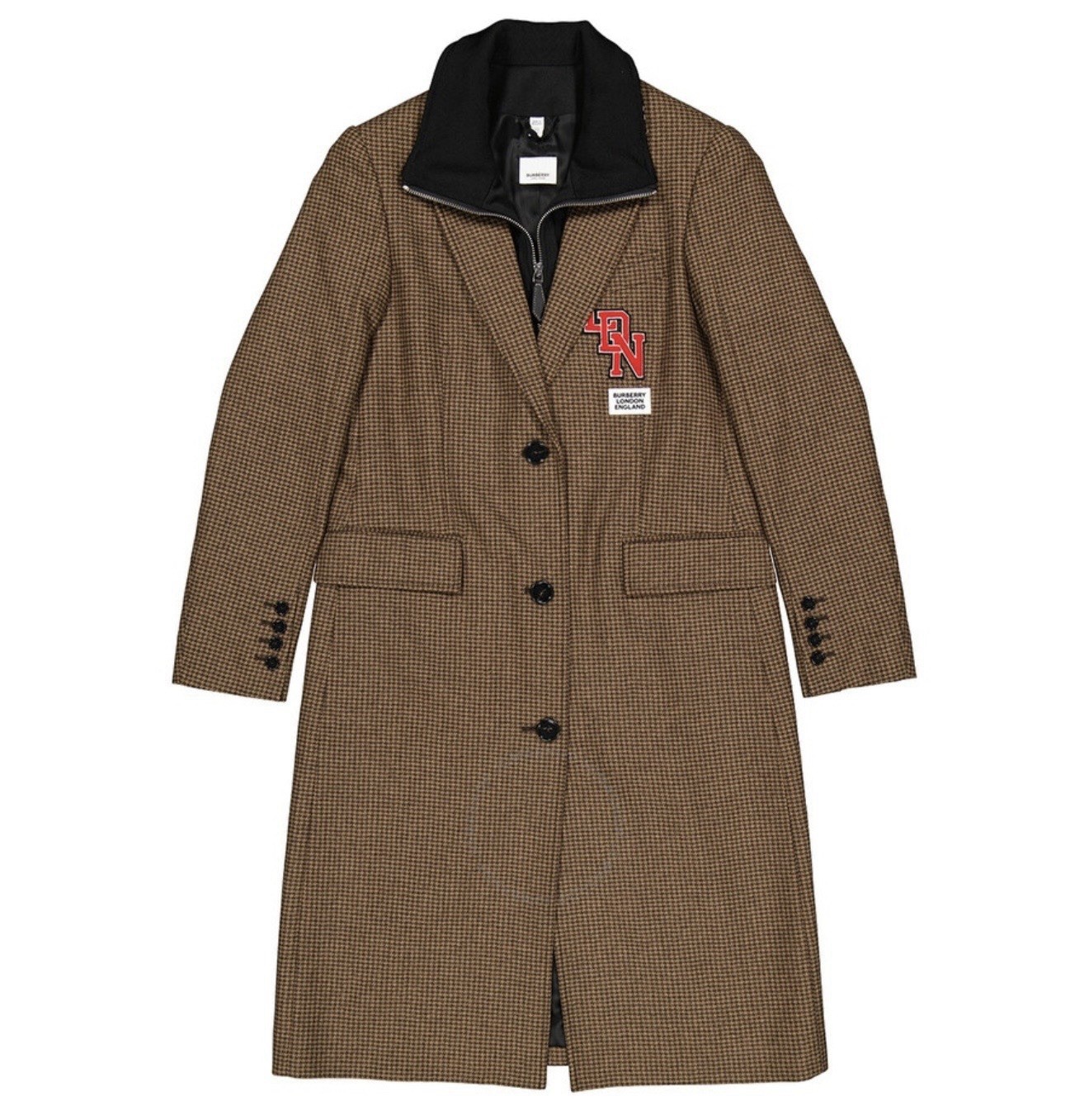 Burberry Ladies Tarrel Houndstooth Check Tailored Coat With Track Top...