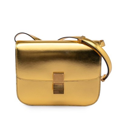 Celine Medium Calfskin Classic Box Pre-Loved Umhängetasche Gold