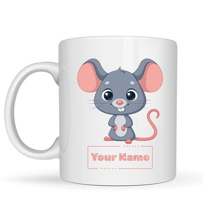 Personalisierte Maus Tasse - Individueller Name Keramik Kaffeetasse - Tiergeschenk für Kinder
