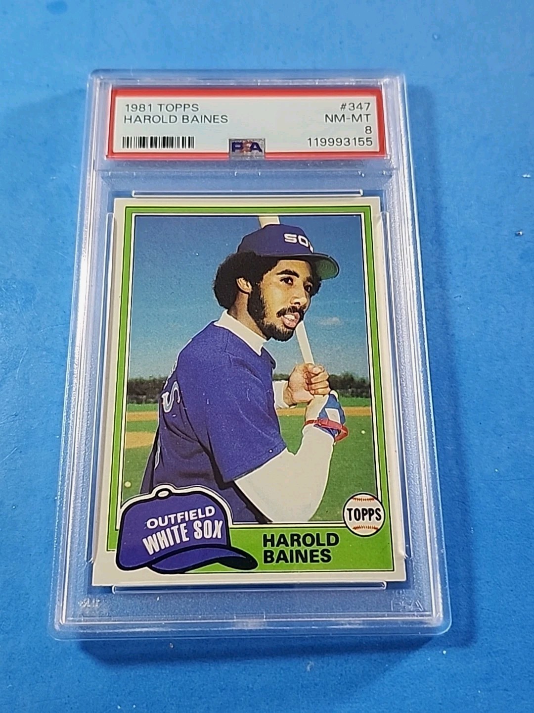 1981 TOPPS BASEBALL #347 HAROLD BAINES PSA 8 NM-MINT  ROOKIE HOF