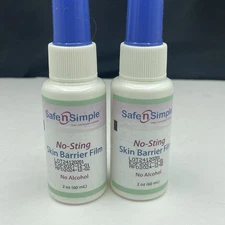 2 - 2oz Safe n Simple No-Sting Skin Barrier Film No Alcohol Bottle Exp 12/2027