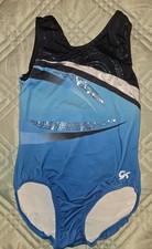 GK Elite Gymnastics Leotard, Black Blue  Silver, AXS