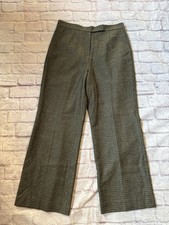 Vintage TALBOTS 12 Wool Stretch Plaid Houndstooth Pants Straight Wide Leg