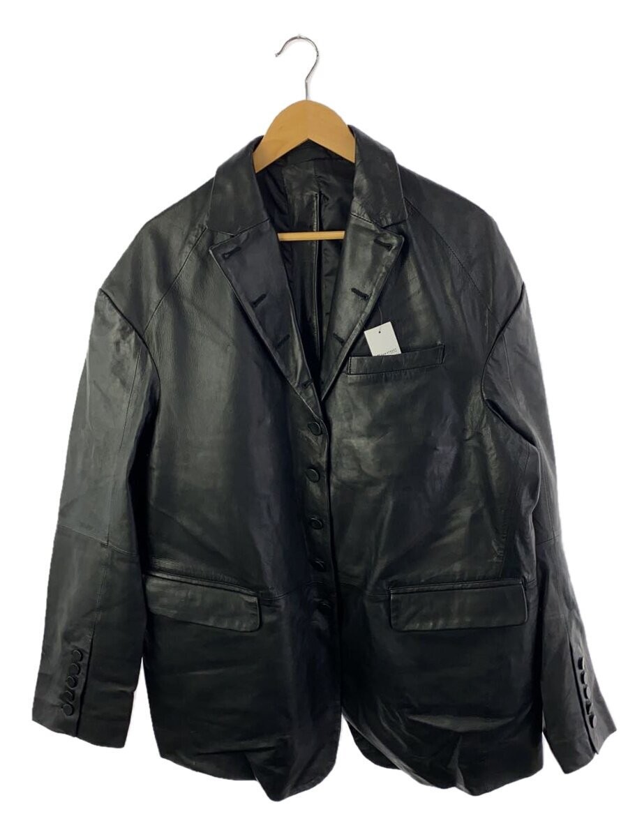 H M Rokh/Button Detail Leather Blazer/Leather Jacket Blouson/M/Sheep Leather/Blk