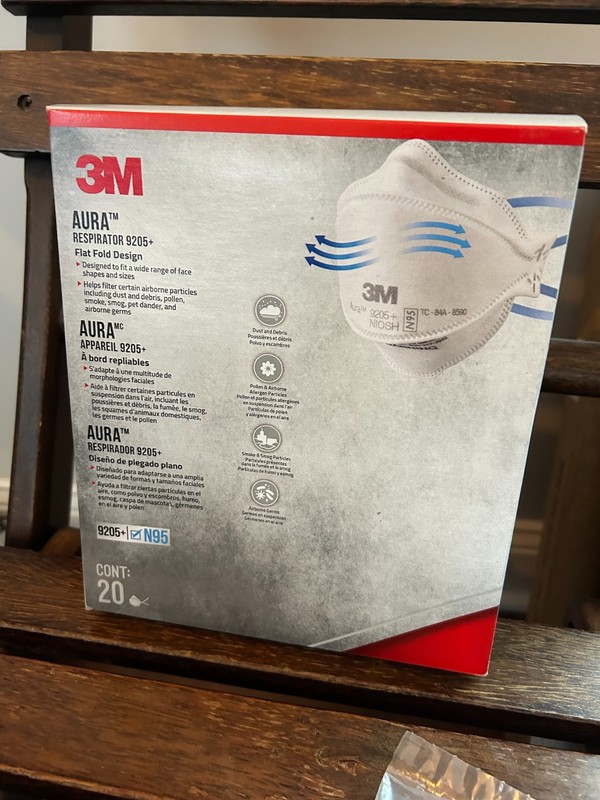 3M Aura 9205+ Respirator N95 Mask 20 count NIOSH approved at 95%