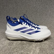 Adidas Adizero Impact 2.0 Baseball Cleats Mens Size 9 White Blue Metal Shoes