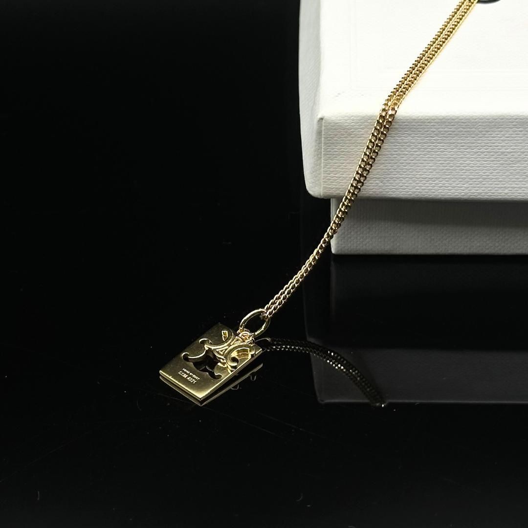 Celine Separable Triomphe Interlock Necklace Gold… - image 2