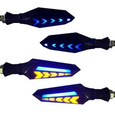 4-Pack LED Motorcycle Turn Signals, Universal Arrow Flowing Blinkers 4 PCS Blue