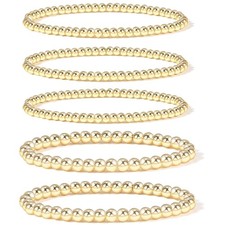Chic Stretchable Bead Bracelet Set - 14K Gold Plated  Hypoallergenic for Women