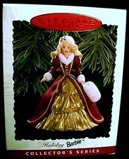 Hallmark Holiday Barbie 1996 Christmas Tree Ornament Maroon Dress Doll Keepsake