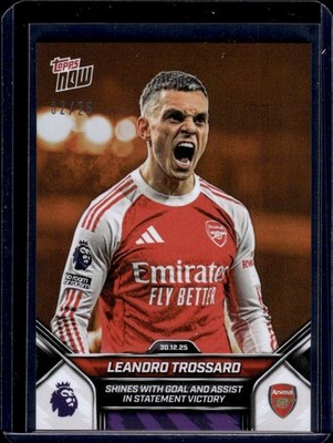 2025 Topps Now Premier League Orange /25 #97 Leandro Trossard Shines with Goal