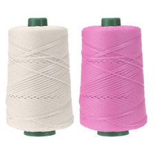 2 Pcs Polyester Macrame Cord, 3mm x 219 Yards Macrame Cords - Beige/Pink