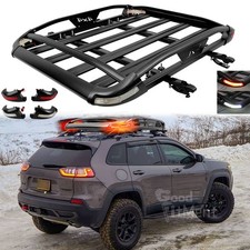 For Jeep Compass Aluminum Roof Rack Cargo Carrier Basket Crossbar W Led Light