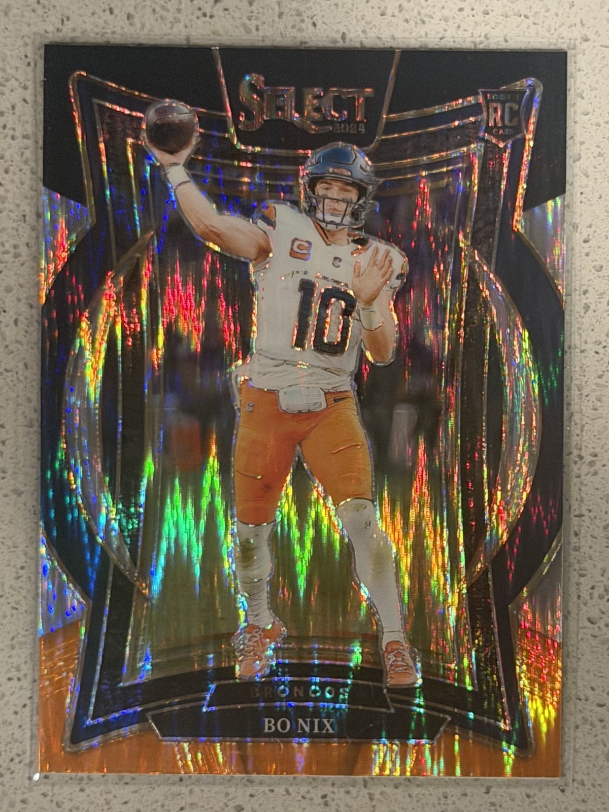 2024 Panini Select - Concourse Bo Nix #30 Black & Orange Shock Prizm (RC)