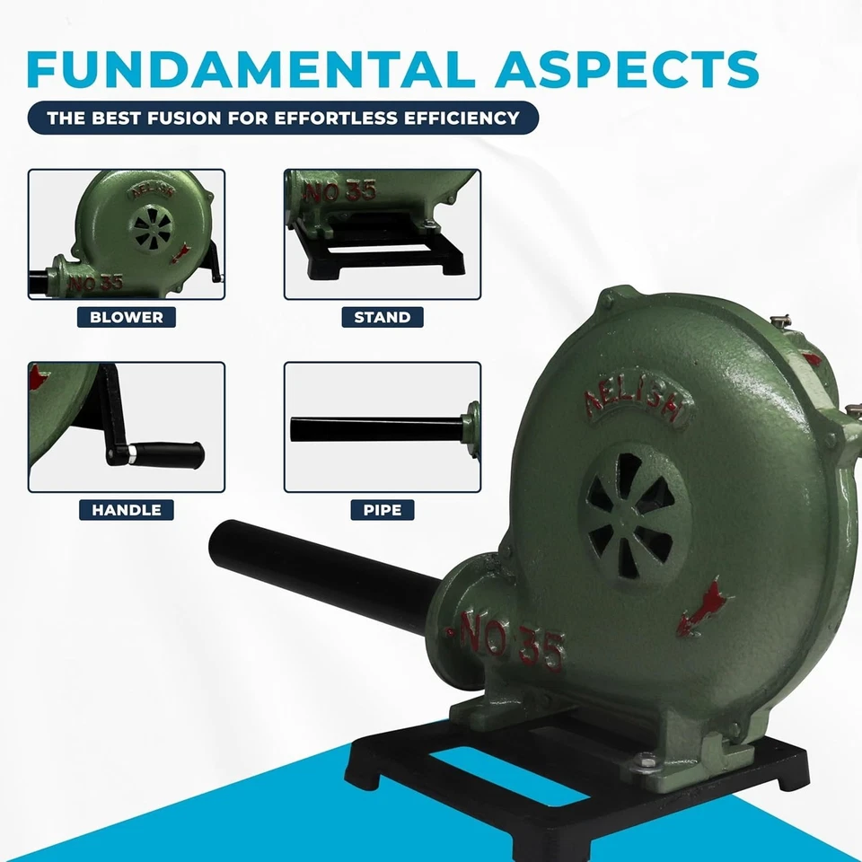 Soplador de forja de herrería de manivela manual, para herrero herrero carbón forja fogata Foto 3 de 4