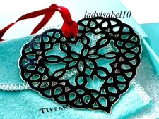Tiffany & Co. Christmas Ornament Love Heart 3" Silver 25gr Heavy w/ Box Pouch