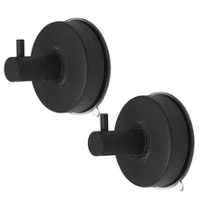 2 PCS Suction Cup Hooks for Shower Removable Stainless Steel 304 Black