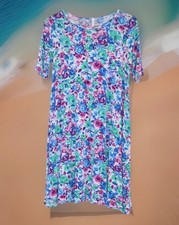 Pinkblush Floral Shift Dress M Multicolor Short Sleeve Cottagecore Travel