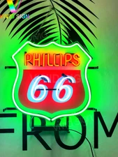 Phillips 66 Gasoline Gas Oil Fuel 16"x16" Neon Lamp Light Sign HD Vivid Printing