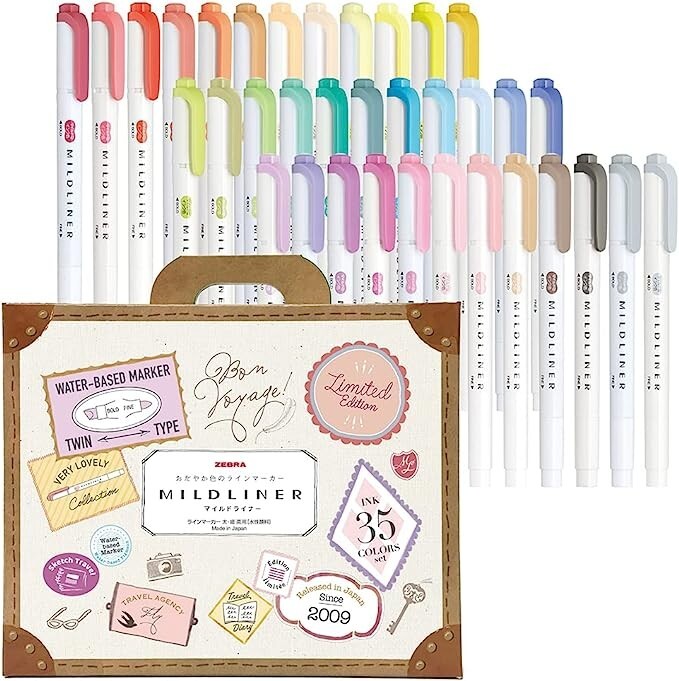 Zebra Highlighter Mildliner 35 Color Set Gift Box WKT7-35C JAPAN