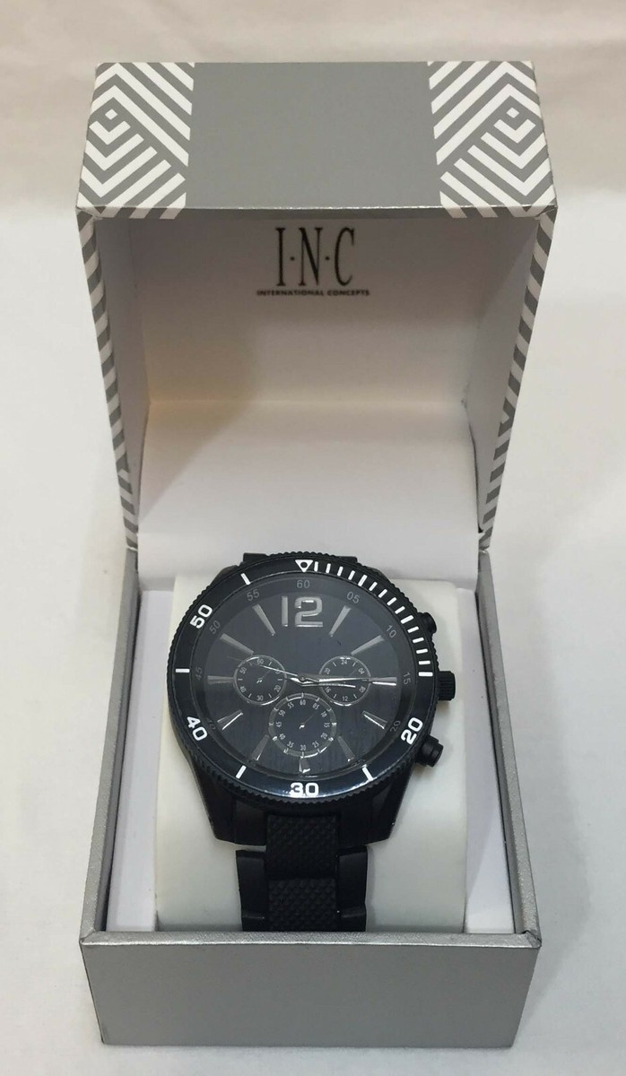 Watch INC Black Matte Wristwatch Men's Dials Links Stainless