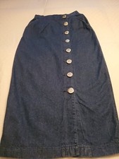 Vtg. Wrangler Western Blue Denim Pencil Skirt Big Button Front Size 3/4