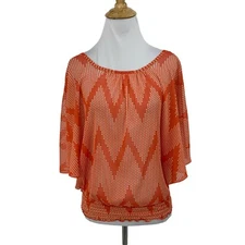 Maurices Blouse Women XS Extra Small Semi Sheer Butterfly Sleeves Smocked Waist 