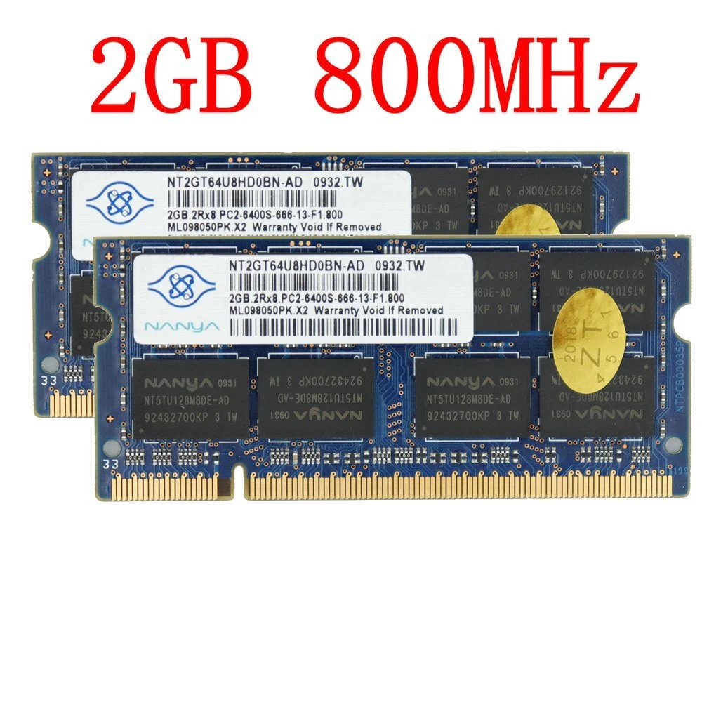 Mémoire RAM ADATA 1 Go DDR2-800 SODIMM - Référence ADOVF1A083F2G - Occasion