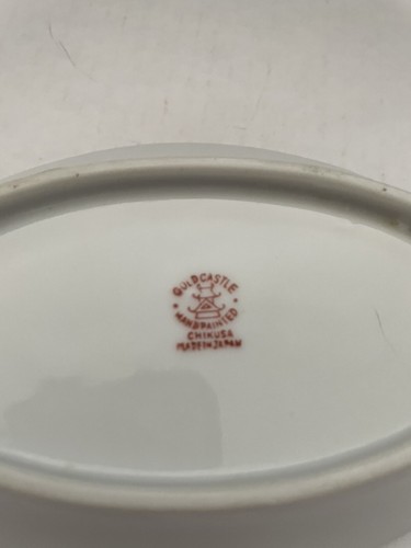 Vintage Gold Castle Chikusa Hand Painted Oval Relish Dish Green Floral - Picture 3 of 5