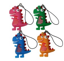 2" Dinosaur Pendant Charms, 4pc Cute Mini Colorful Dino Lizard Figurine Toys