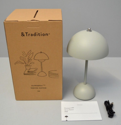 &Tradition Flowerpot VP9 Tragbare Lampe Akku Tischleuchte Tischlampe Matt Grau