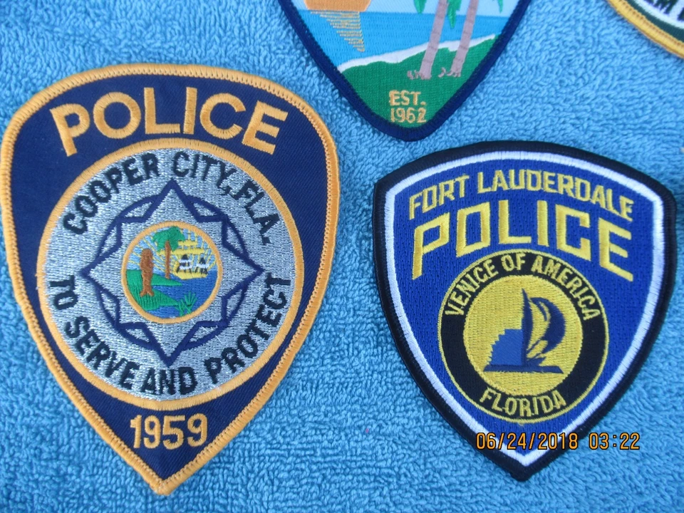 7 parches de policía de Florida para exhibición solo Cooper City/Holmes Beach/Fort Lauderdal Foto 3 de 4