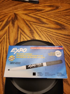 EXPO 86001 Low Odor Dry Erase Marker, Fine Point, Black (Pack of 12)
