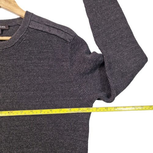 Michael Kors Waffle Knit Jumper Mens Medium Dark Grey Cotton Wool Blend - Picture 12 of 16