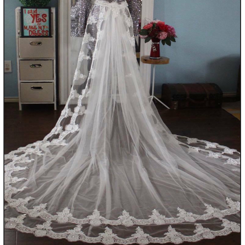 Woman Bridal Dress Embroidery Lace Detachable Train Removable Skirt Wedding - Picture 1 of 7