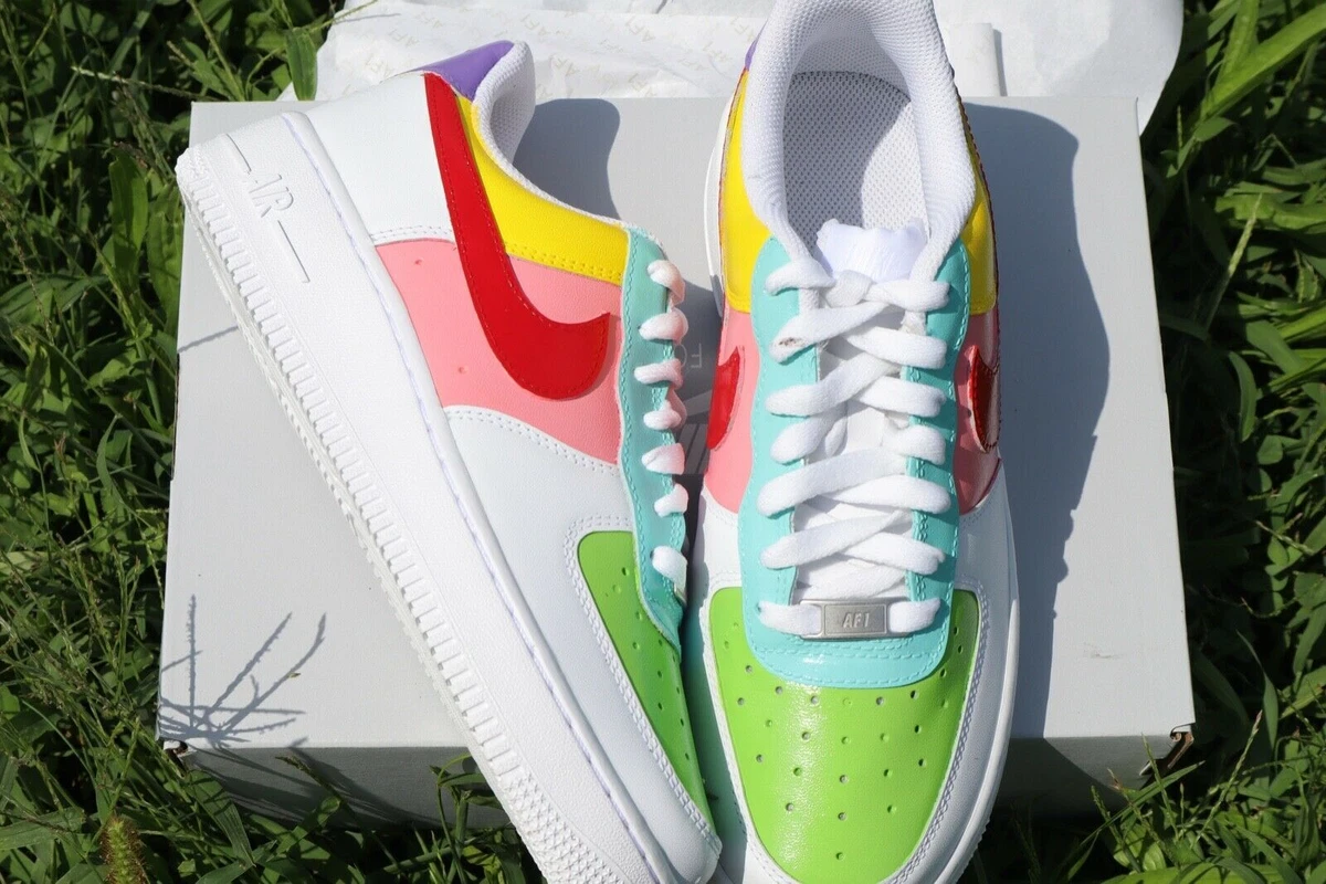 Nike Air Force 1 Custom Low Pastel Shoes Purple Yellow Blue Mint