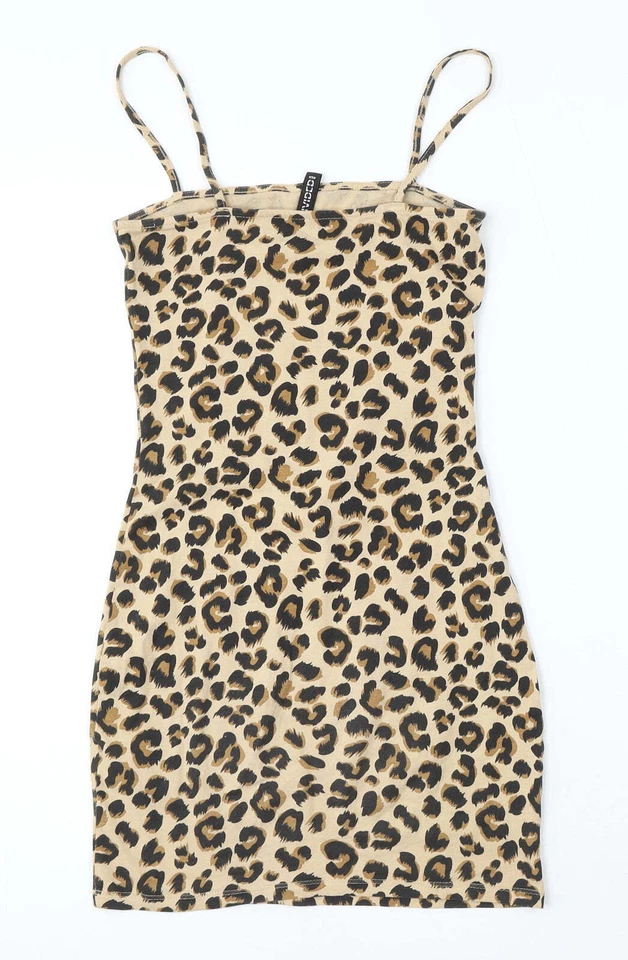 H&M Womens Animal Cotton Blend Bodycon Size 2 - Image 2 of 4