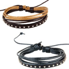 Multi-Layer Leather Bracelet Wristband Braided Rope Cuff Bangle For Men Women US