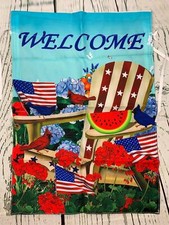 Patriotic Welcome Garden Flag 12x18 Inch Double Sided USA Flag