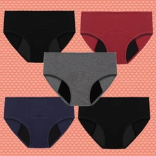 Period Menstrual Pants Briefs Underwear Cotton Knickers Pack Leakproof Womens