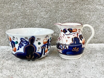 VINTAGE ALLERTONS WALISISCH KNALLIG SAHNEKÄNNCHEN UND ZUCKERDOSE KERAMIK KERAMIK KERAMIK