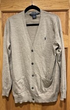 Ralph Lauren Sport Boyfriend Fit 100 Merino Wool Cardigan Women's Beige XL