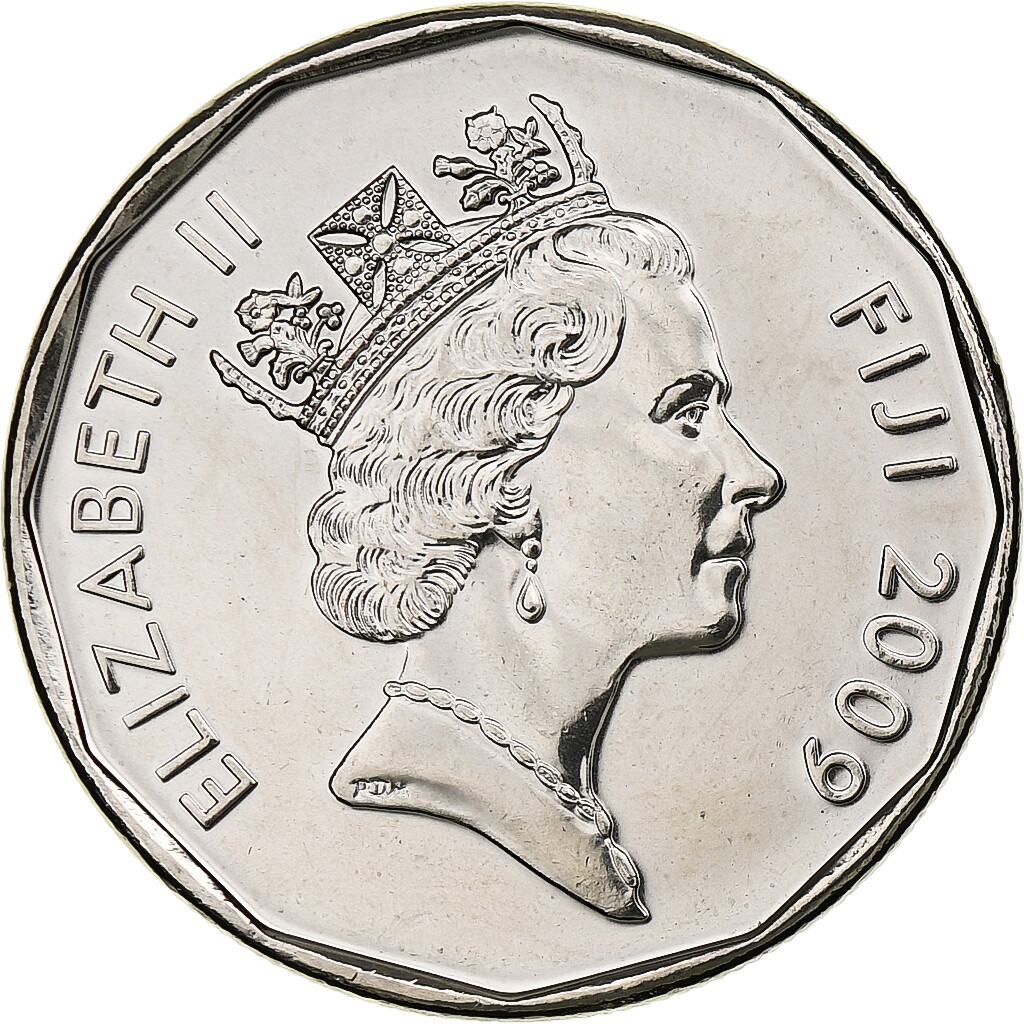 1027470] Fiji, Elizabeth II, 50 Cents, 2009, Nickel plated steel
