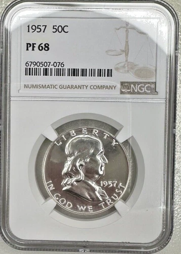 1957  50C Franklin Half Dollar NGC PF 68