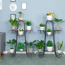 7-Tier Metal Plant Stand Shelf Anti Rust Garden Flower Rack Extra Large Indoor
