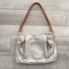Sundance Pebbled Leather Shoulder Purse Handbag Khaki Putty Color W/brown Strap